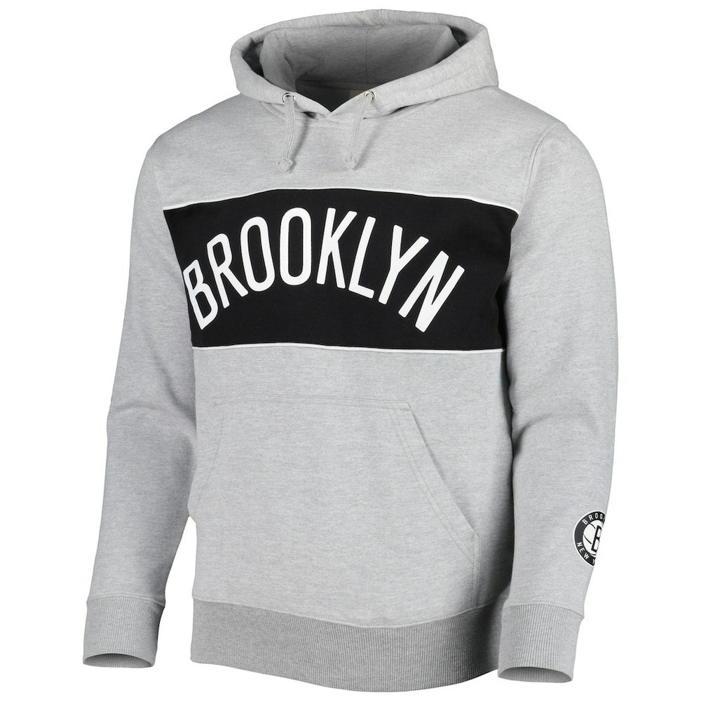 Brooklyn Nets Wordmark French Terry Pullover Hoodie Heather Gray