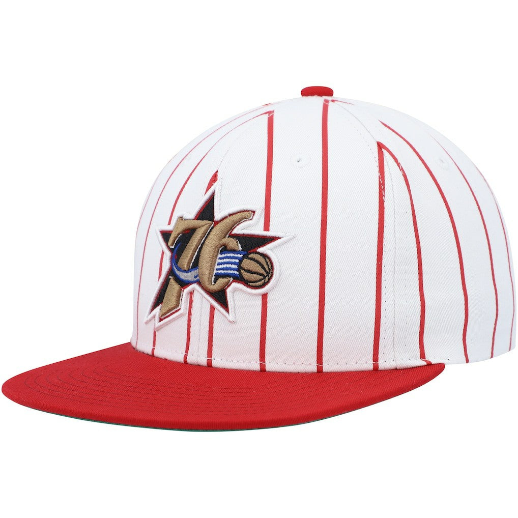 Philadelphia 76ers Hardwood Classics Pinstripe Snapback Hat White