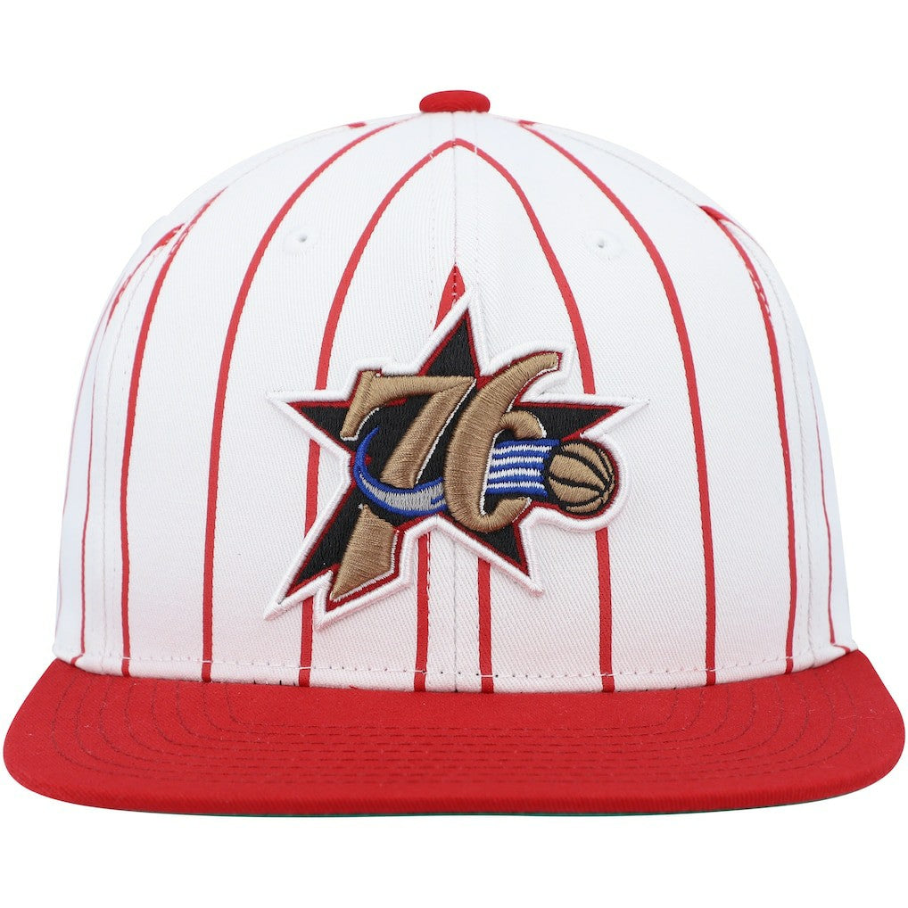 Philadelphia 76ers Hardwood Classics Pinstripe Snapback Hat White