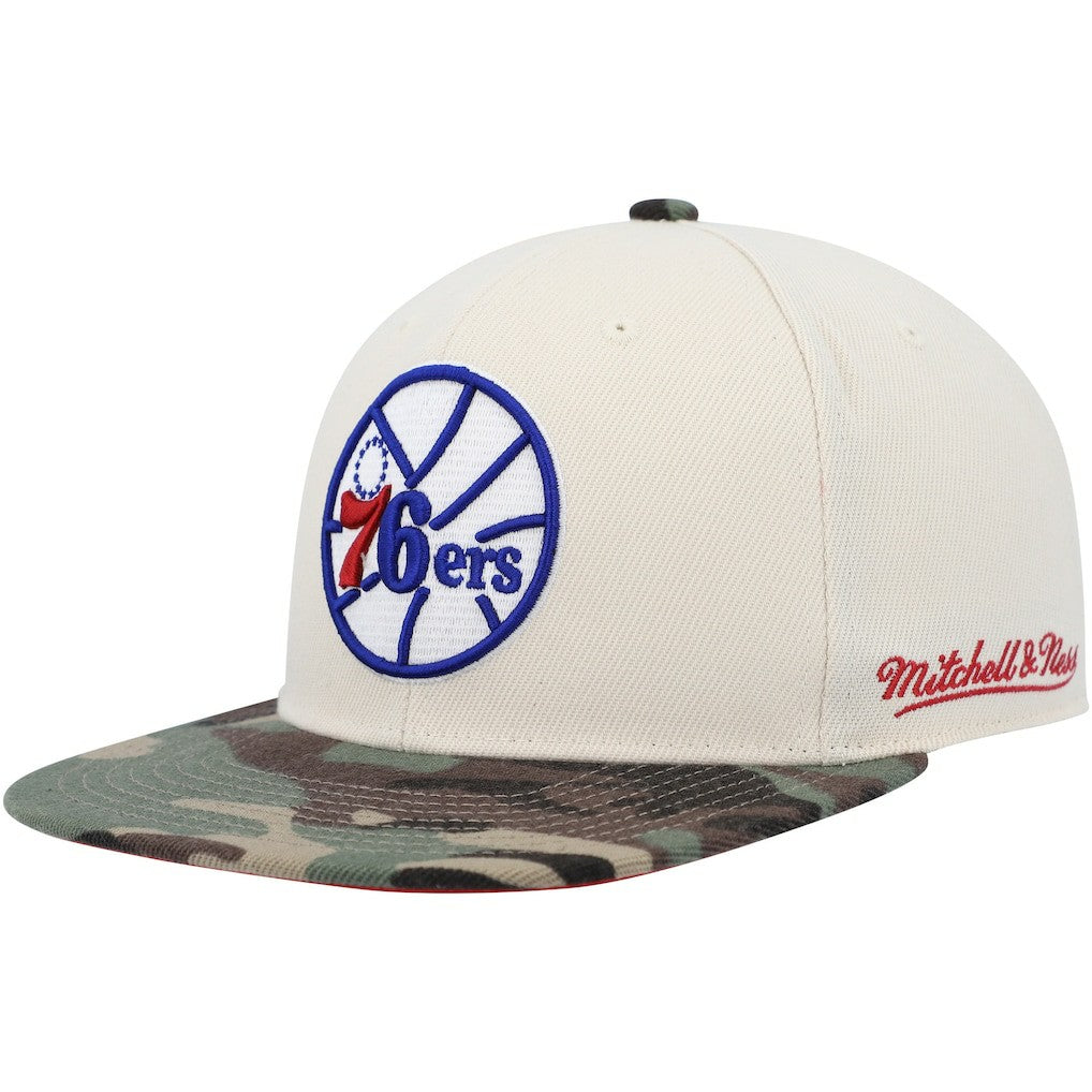 Philadelphia 76ers Hardwood Classics 1976 NBA All-Star Game Off White Camo Fitted Hat Cream/Camo
