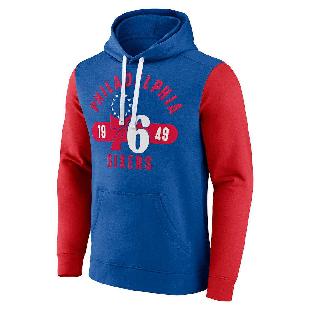 Philadelphia 76ers Big & Tall Bold Attack Pullover Hoodie Royal/Red