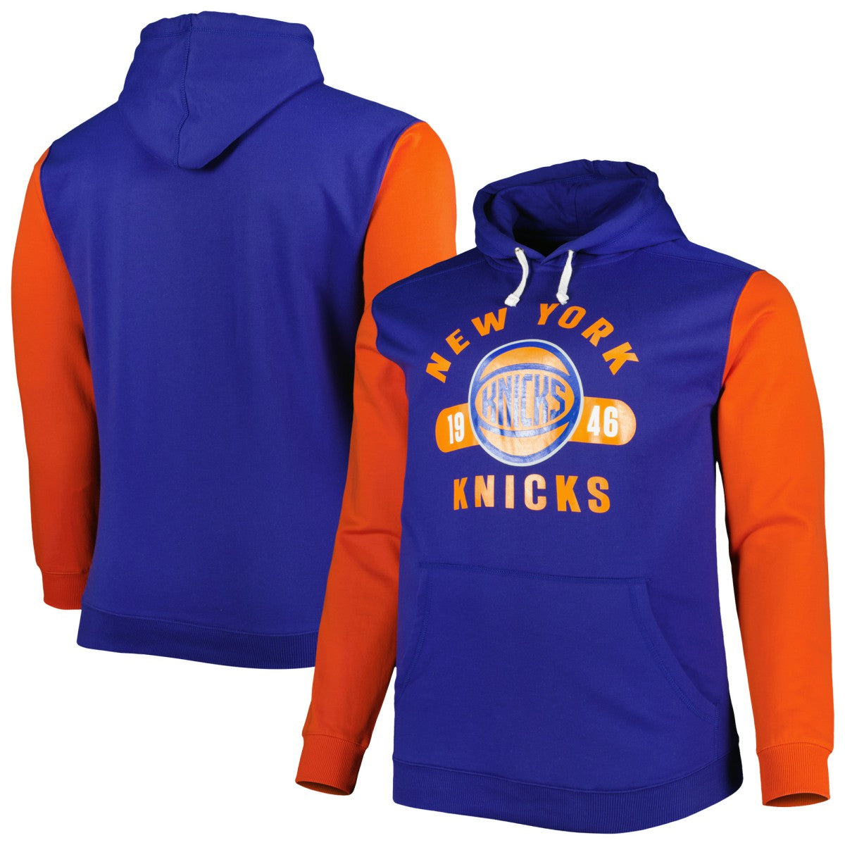 New York Knicks Big & Tall Bold Attack Pullover Hoodie Blue/Orange