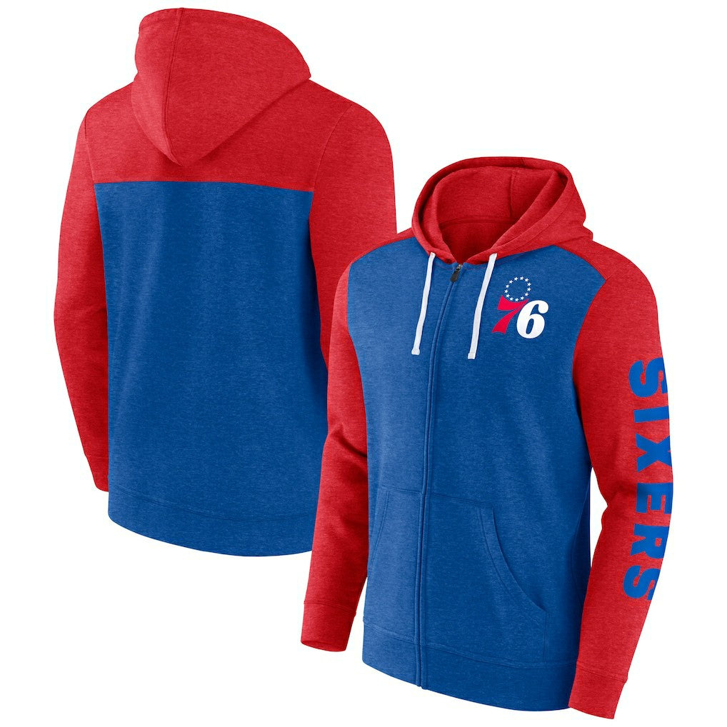 Philadelphia 76ers Big & Tall Down and Distance Full-Zip Hoodie Royal/Red