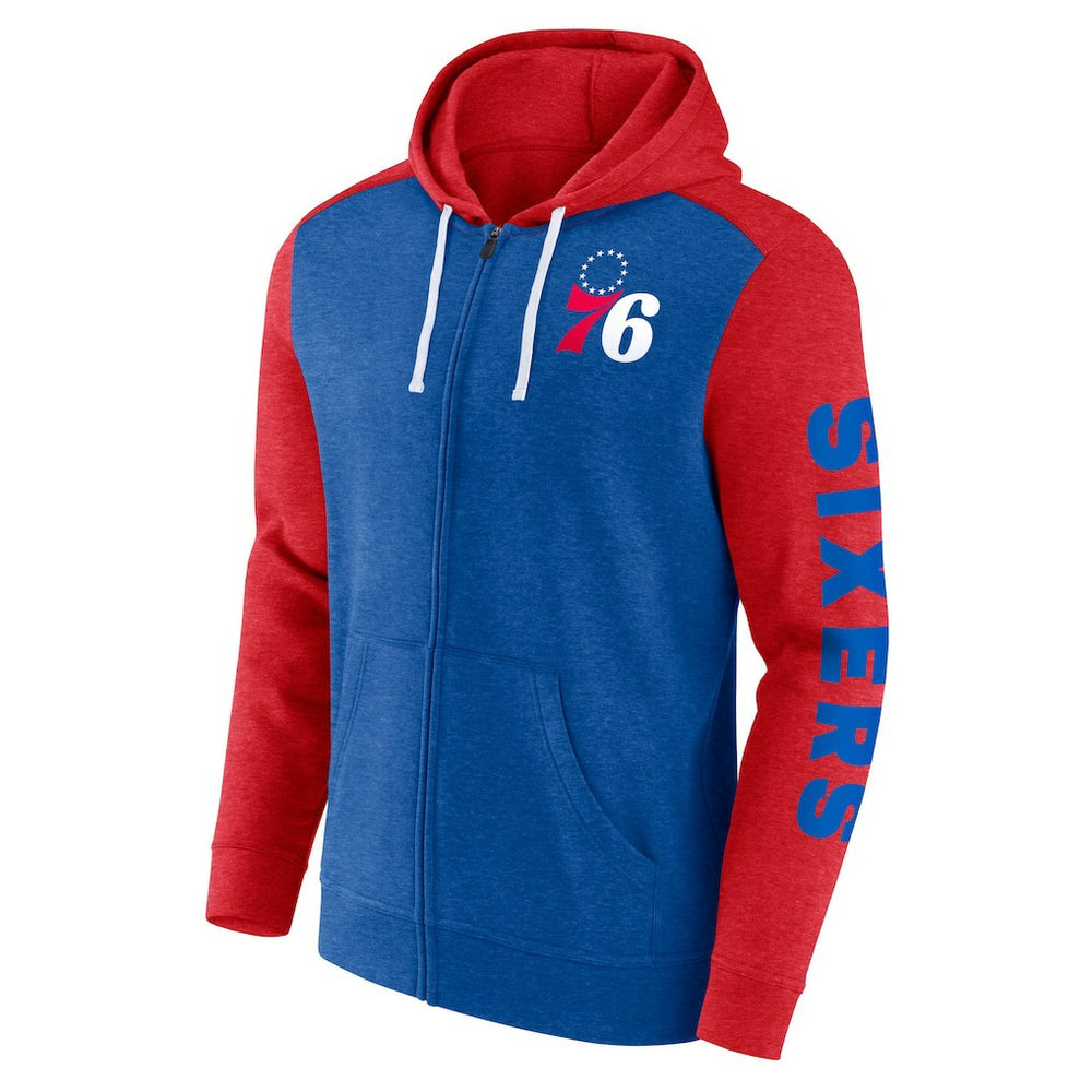 Philadelphia 76ers Big & Tall Down and Distance Full-Zip Hoodie Royal/Red