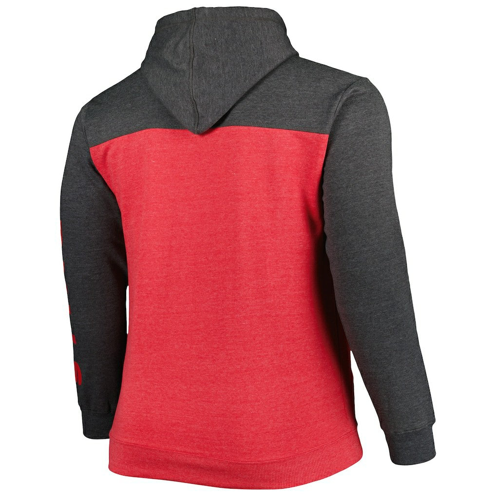 Chicago Bulls Big & Tall Down and Distance Full-Zip Hoodie Heathered Red/Heathered Black