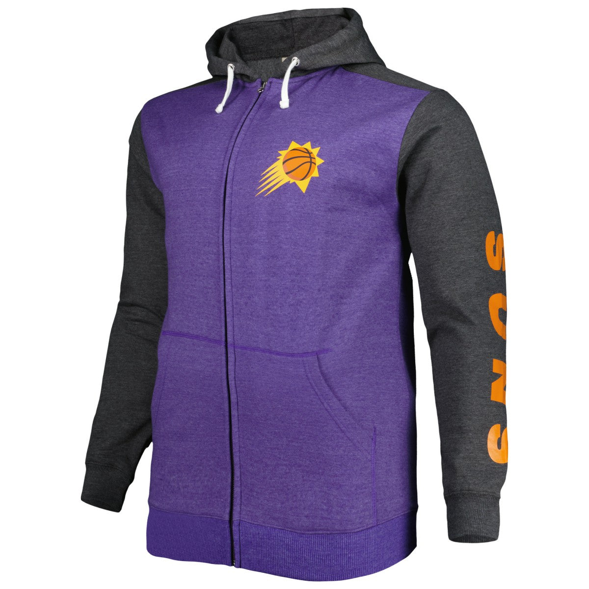 Phoenix Suns Big & Tall Down and Distance Full-Zip Hoodie Purple/Heathered Black