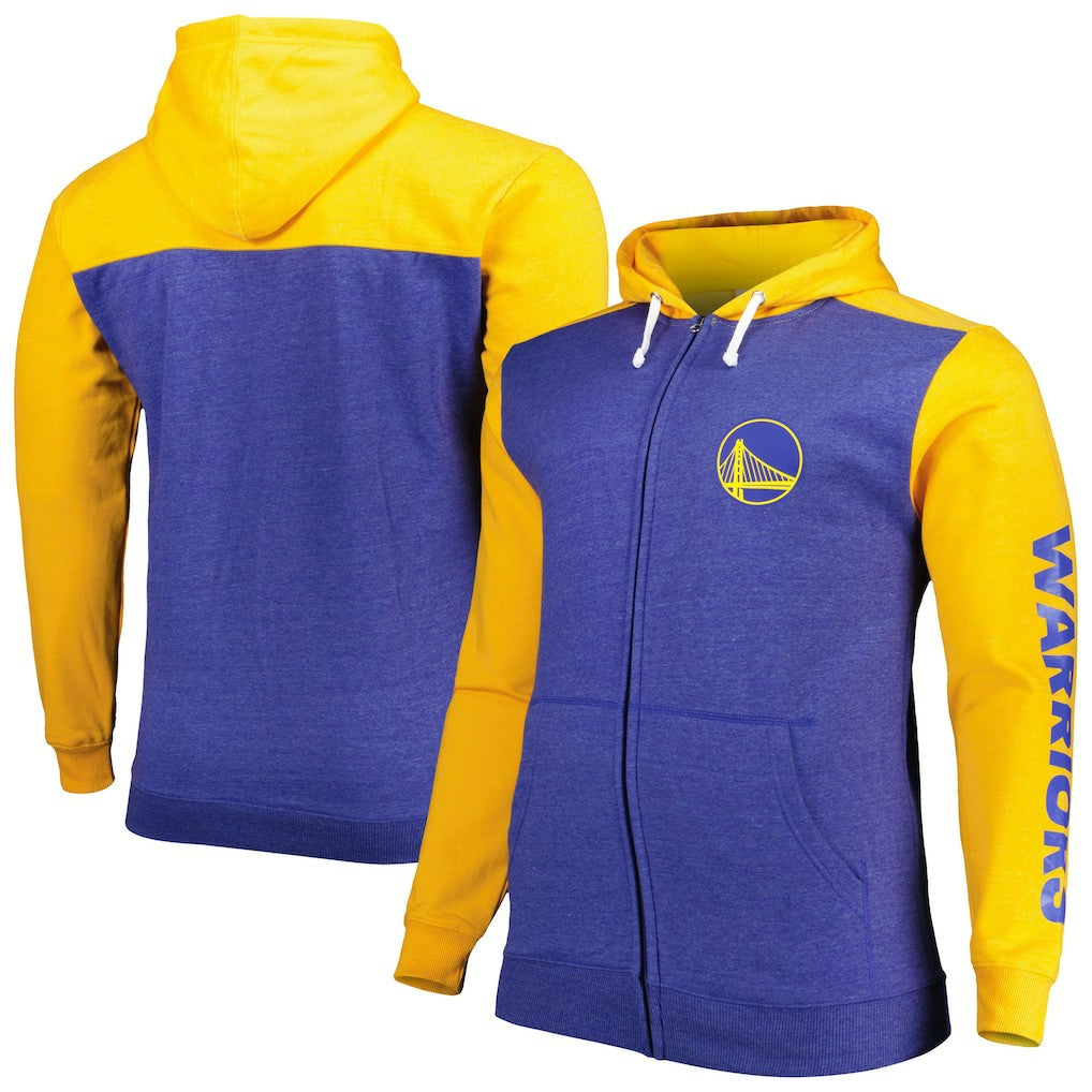 Golden State Warriors Big & Tall Down and Distance Full-Zip Hoodie Royal/Gold