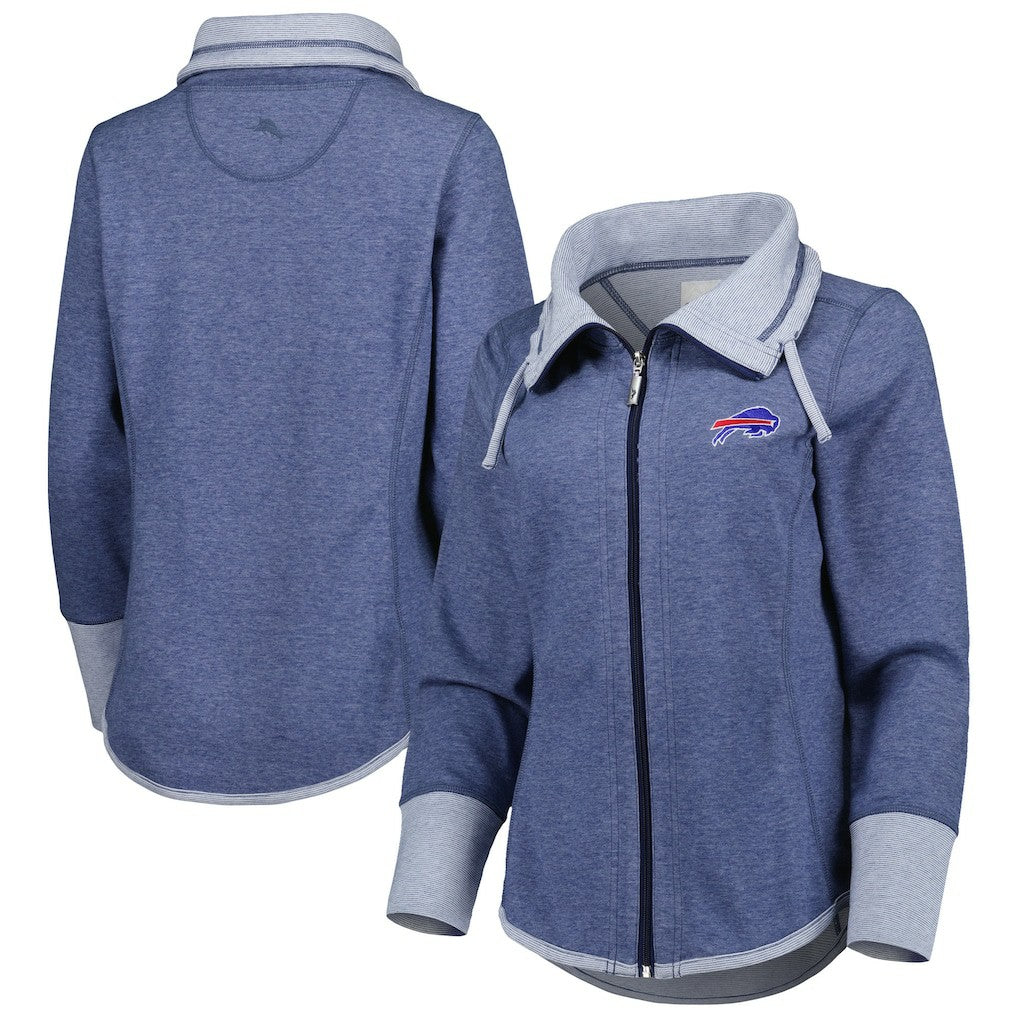 Buffalo Bills Women's Sport Sun Fade Full-Zip Sweatshirt Heathered Royal