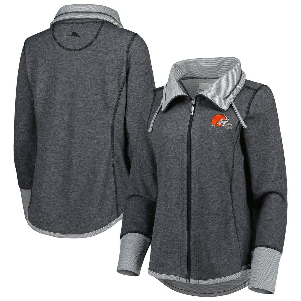Cleveland Browns Women's Sport Sun Fade Full-Zip Sweatshirt Heathered Black