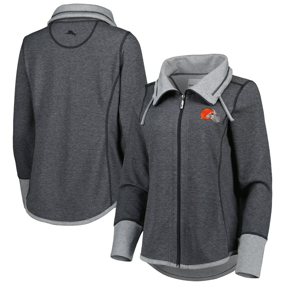 Cleveland Browns Women's Sport Sun Fade Full-Zip Sweatshirt Heathered Black