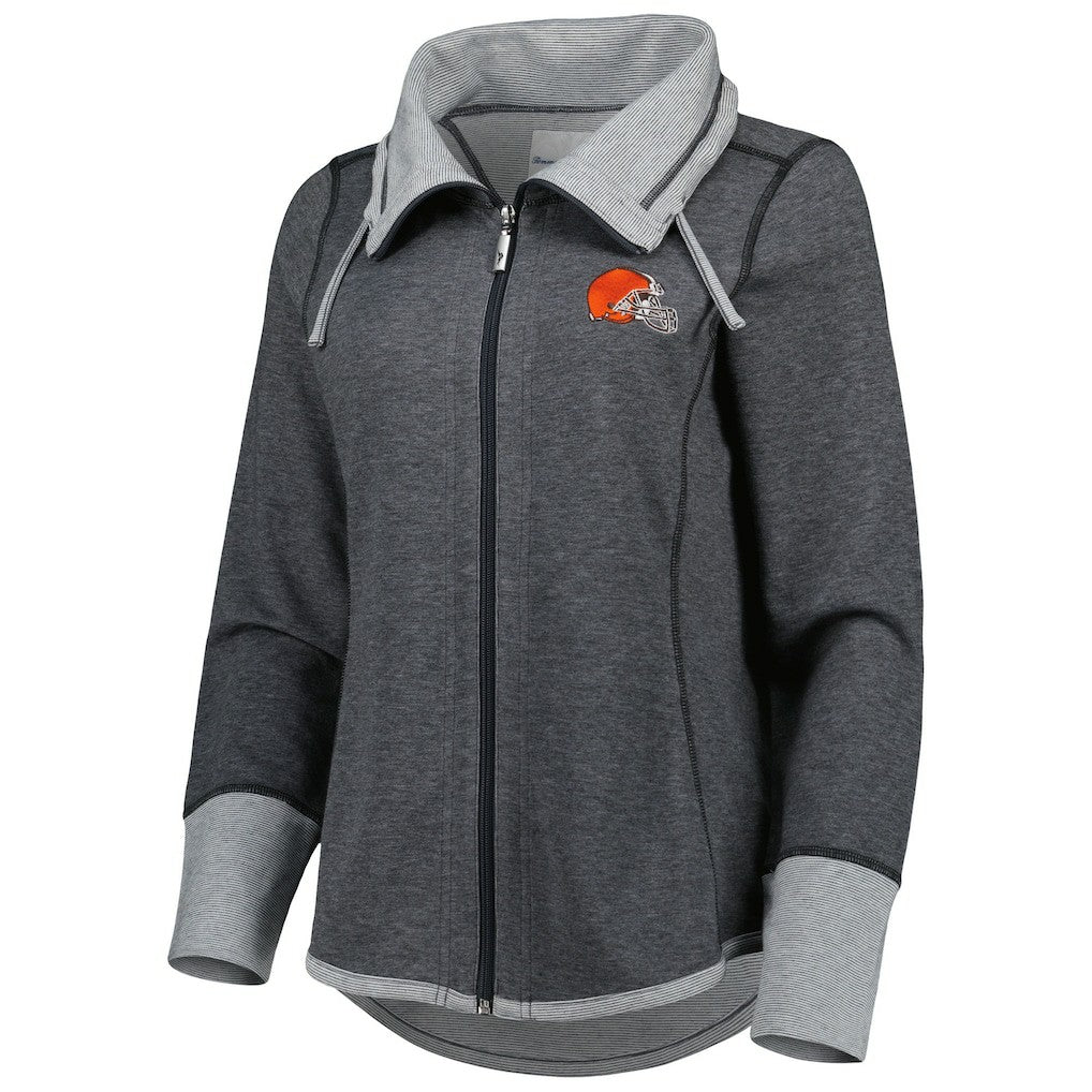 Cleveland Browns Women's Sport Sun Fade Full-Zip Sweatshirt Heathered Black