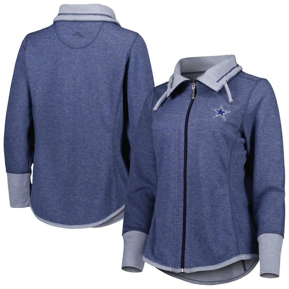 Dallas Cowboys Women's Sport Sun Fade Full-Zip Sweatshirt Heathered Navy