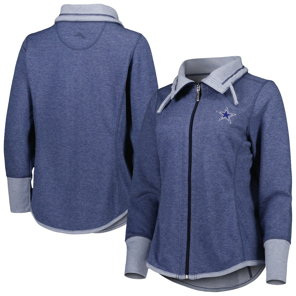 Dallas Cowboys Women's Sport Sun Fade Full-Zip Sweatshirt Heathered Navy