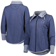 Dallas Cowboys Women's Sport Sun Fade Full-Zip Sweatshirt Heathered Navy