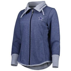 Dallas Cowboys Women's Sport Sun Fade Full-Zip Sweatshirt Heathered Navy