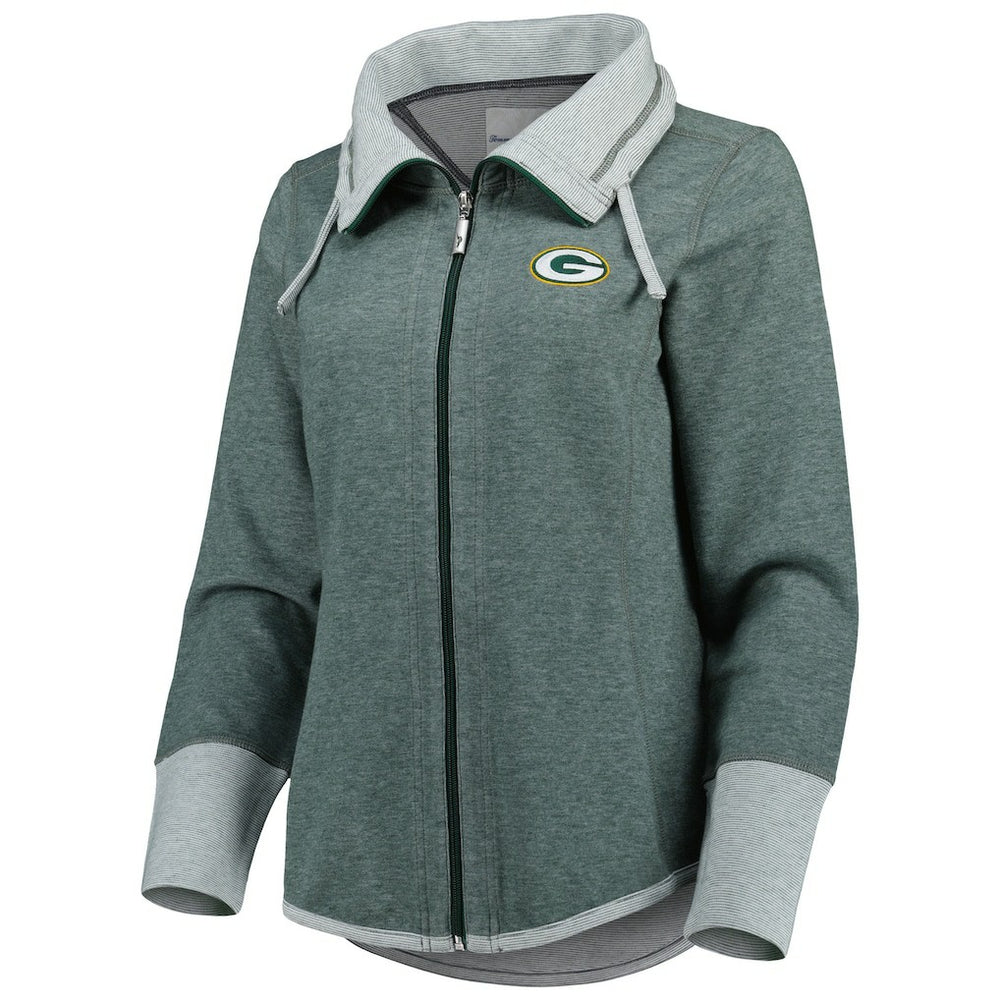 Green Bay Packers Women's Sport Sun Fade Full-Zip Sweatshirt Heathered Green