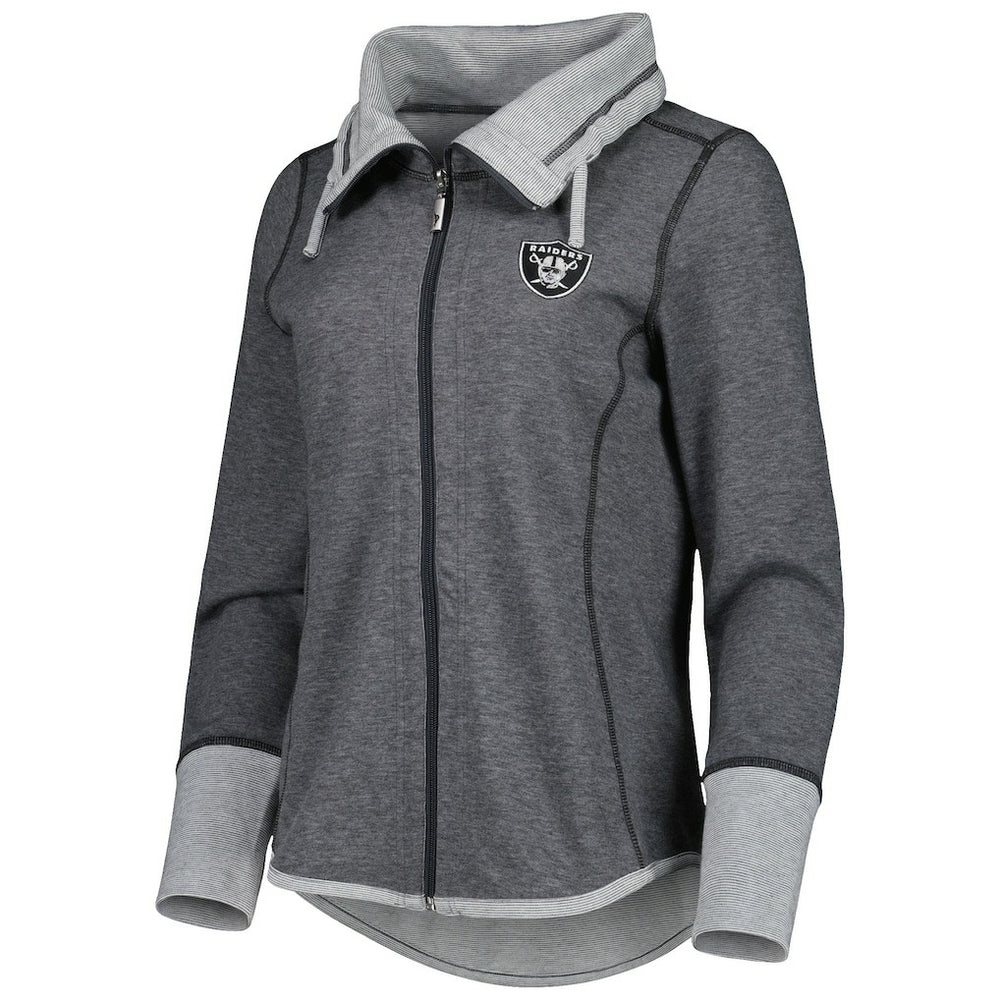 Las Vegas Raiders Women's Sport Sun Fade Full-Zip Sweatshirt Heathered Black