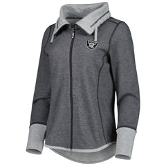 Las Vegas Raiders Women's Sport Sun Fade Full-Zip Sweatshirt Heathered Black