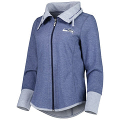 Seattle Seahawks Women's Sport Sun Fade Full-Zip Sweatshirt Heathered College Navy