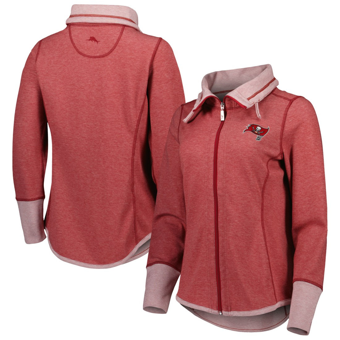 Tampa Bay Buccaneers Women's Sport Sun Fade Full-Zip Sweatshirt Heathered Red