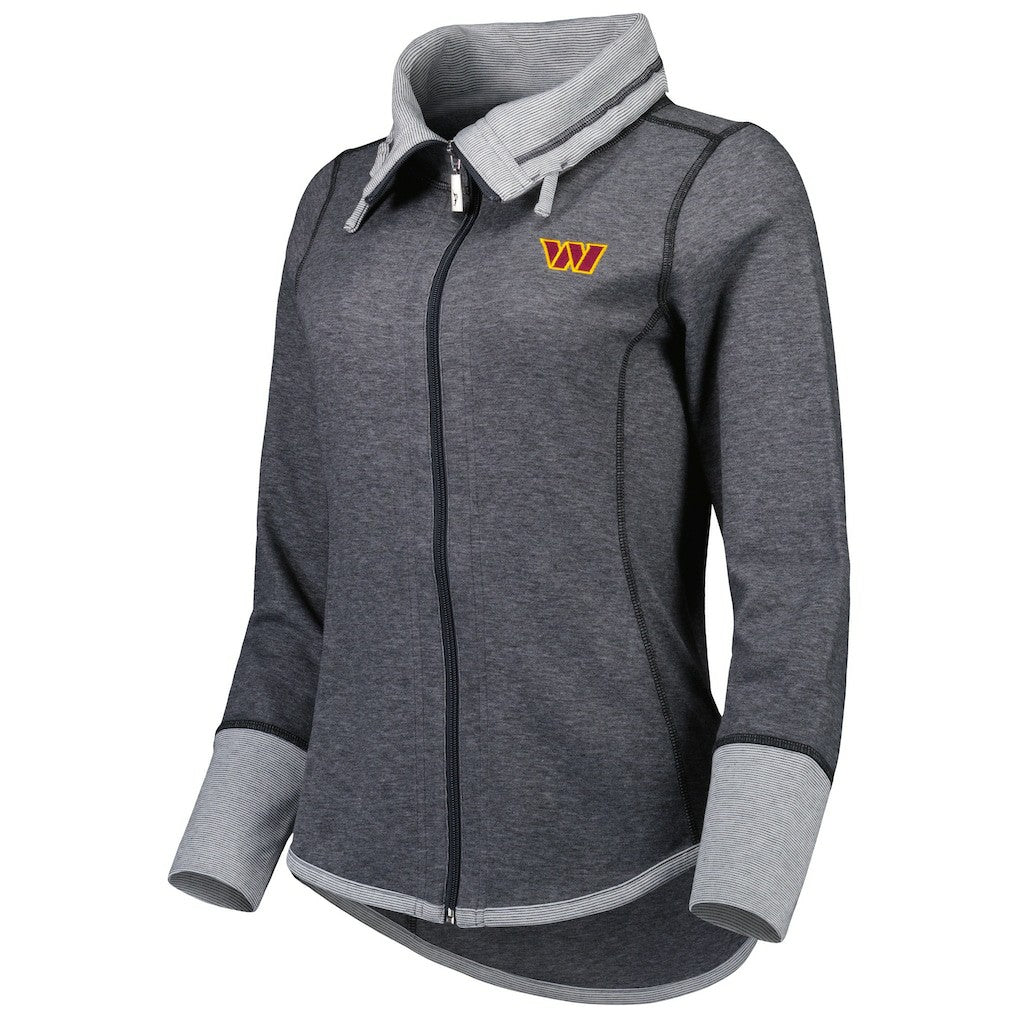 Washington Commanders Women's Sport Sun Fade Full-Zip Sweatshirt Heathered Black