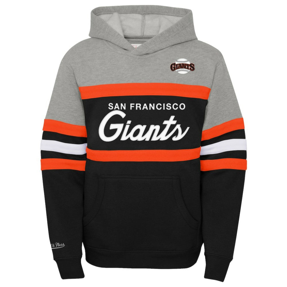 San Francisco Giants Mitchell & Ness Youth Cooperstown Collection Head Coach Pullover Hoodie - Heather Gray/Black Hoodies
