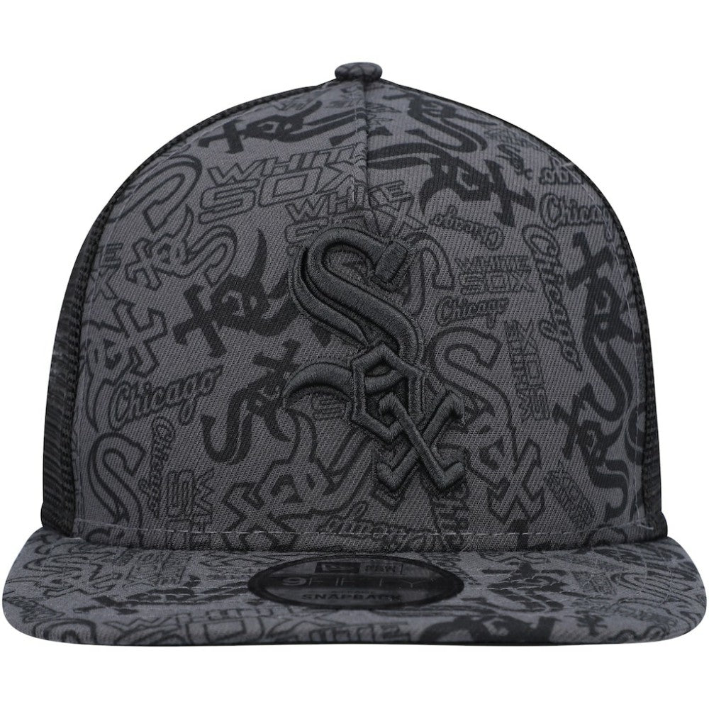 Chicago White Sox New Era Repeat A-Frame 9FIFTY Trucker Snapback Hat - Black Hats