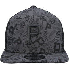 Pittsburgh Pirates New Era Repeat A-Frame 9FIFTY Trucker Snapback Hat - Black Hats