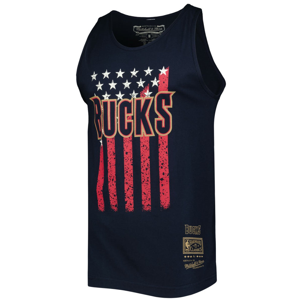 Milwaukee Bucks Hardwood Classics Americana Stars and Stripes Tank Top Navy