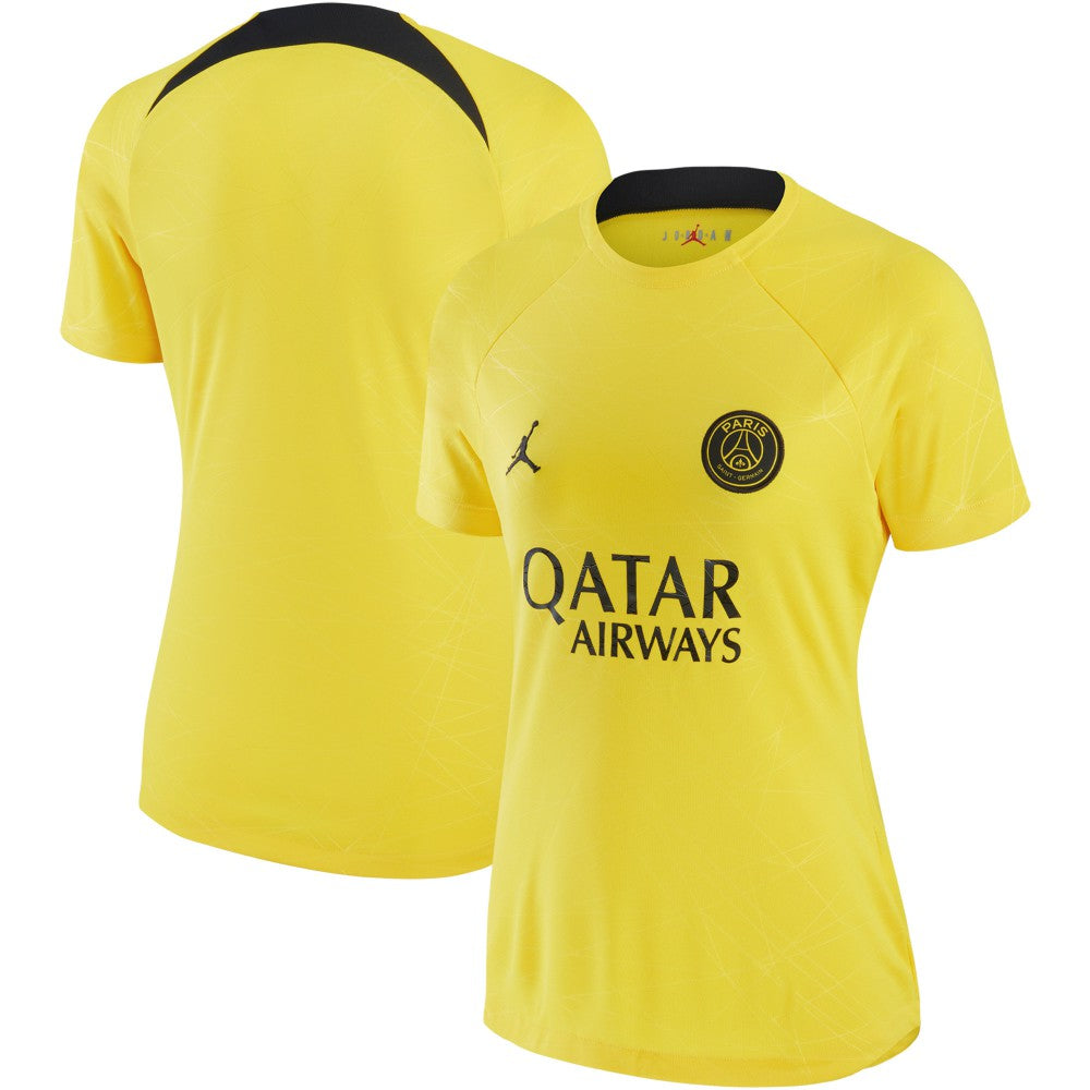 Paris Saint-Germain Jordan Brand Women's 2022/23 Pre-Match Raglan Performance Top Yellow