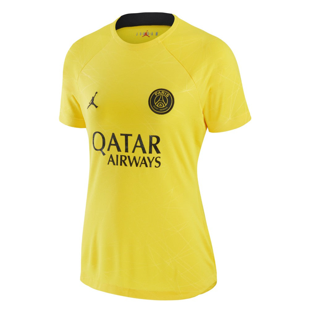 Paris Saint-Germain Jordan Brand Women's 2022/23 Pre-Match Raglan Performance Top Yellow