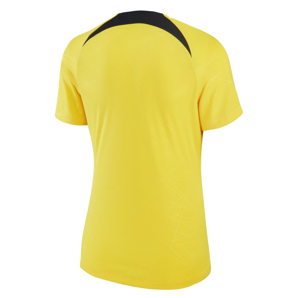 Paris Saint-Germain Jordan Brand Women's 2022/23 Pre-Match Raglan Performance Top Yellow