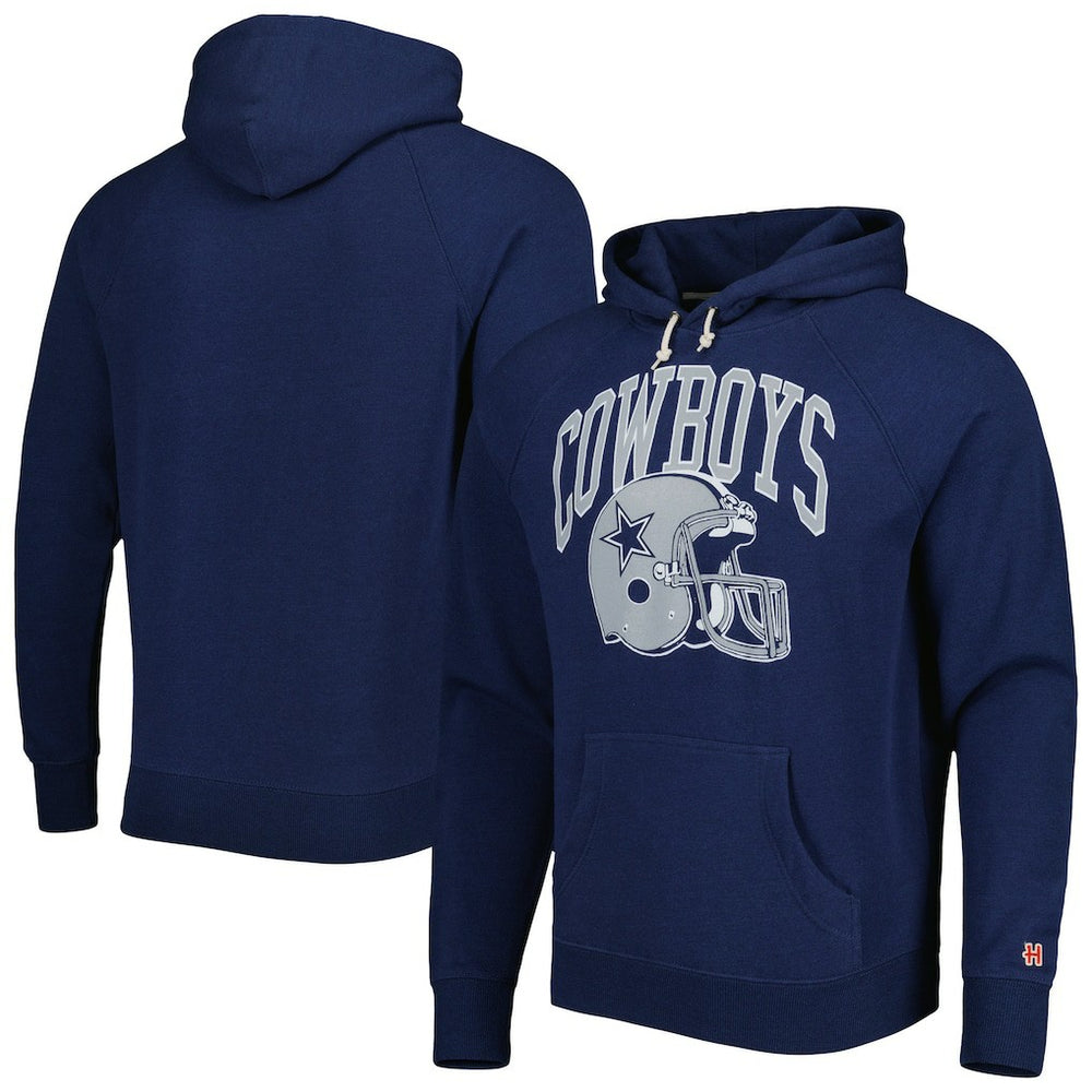 Dallas Cowboys Homage Retro Helmet Tri-Blend Raglan Pullover Hoodie Navy
