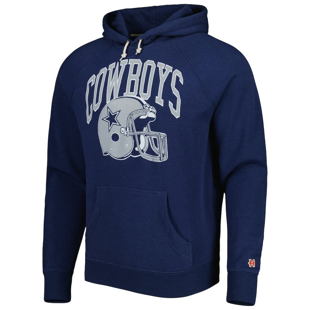 Dallas Cowboys Homage Retro Helmet Tri-Blend Raglan Pullover Hoodie Navy