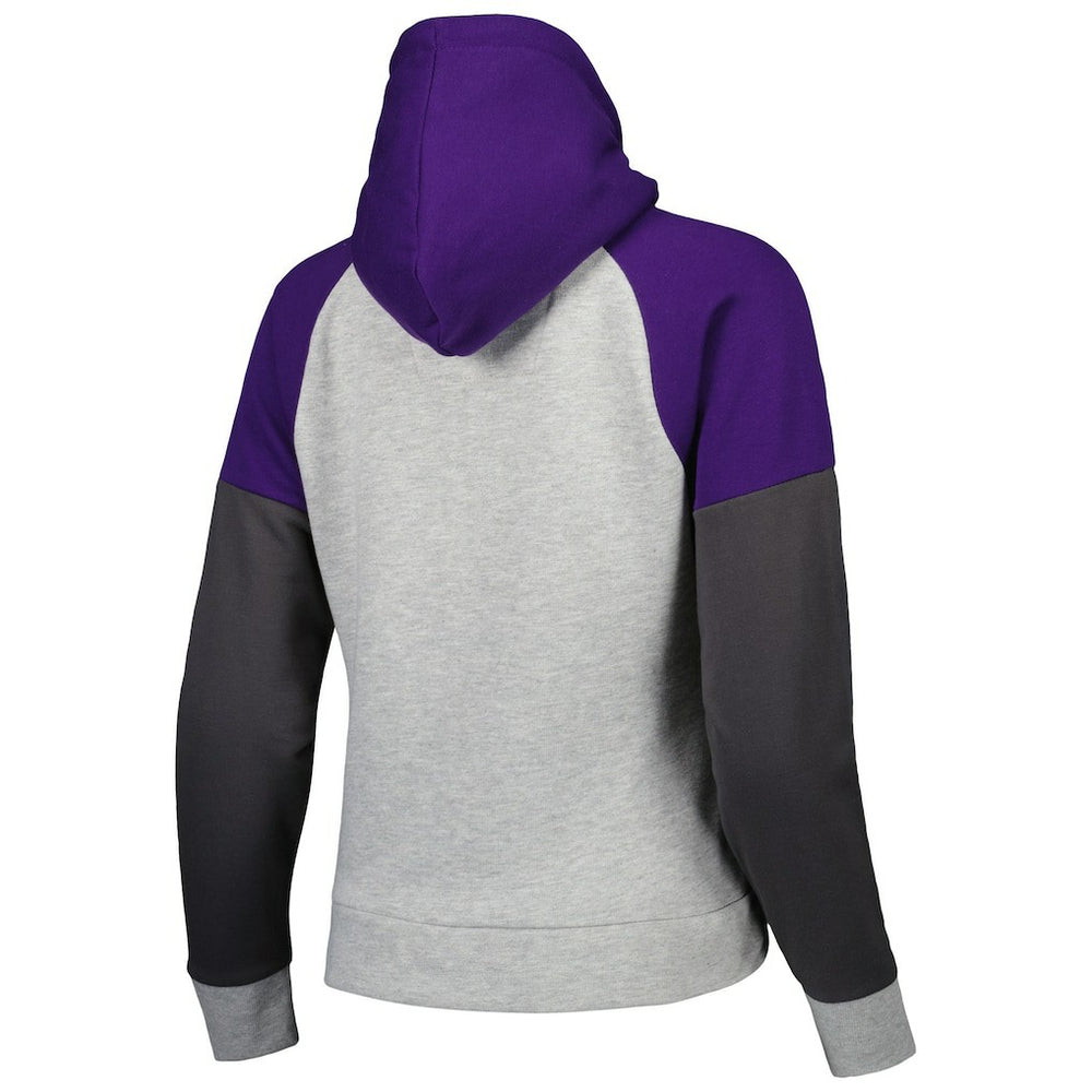 Baltimore Ravens Antigua Women's Lightweight Jackpot Raglan Half-Zip Pullover Hoodie Heather Gray