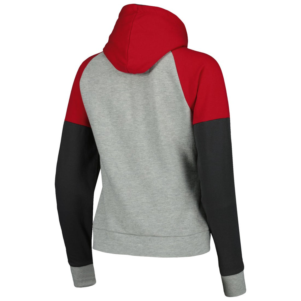 Tampa Bay Buccaneers Antigua Women's Lightweight Jackpot Raglan Half-Zip Pullover Hoodie Heather Gray