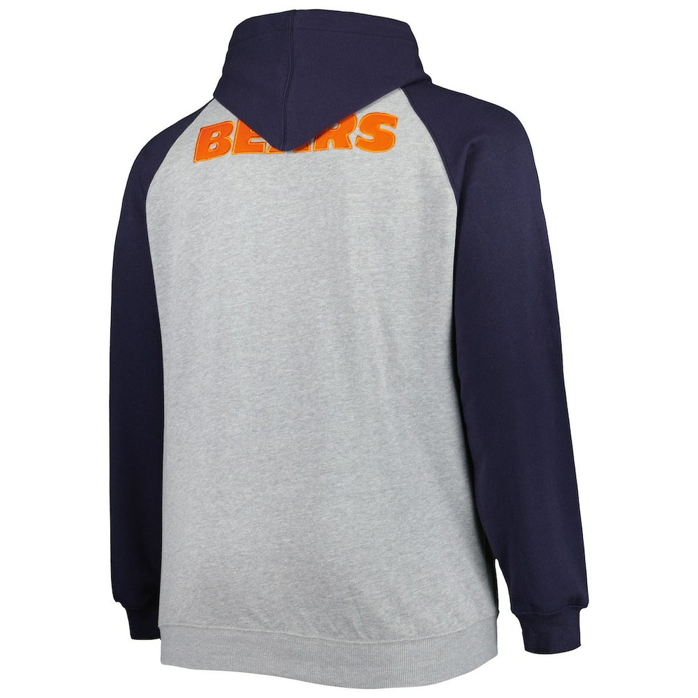 Chicago Bears Big & Tall Fleece Raglan Full-Zip Hoodie Jacket Heather Gray