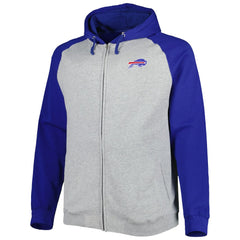 Buffalo Bills Big & Tall Fleece Raglan Full-Zip Hoodie Jacket Heather Gray