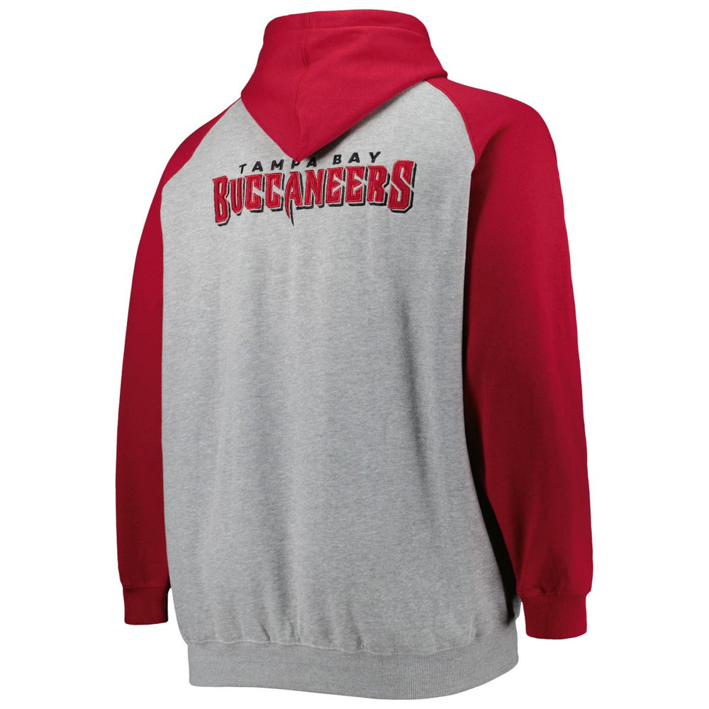 Tampa Bay Buccaneers Big & Tall Fleece Raglan Full-Zip Hoodie Jacket Heather Gray