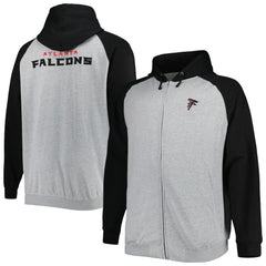 Atlanta Falcons Big & Tall Fleece Raglan Full-Zip Hoodie Jacket Heather Gray