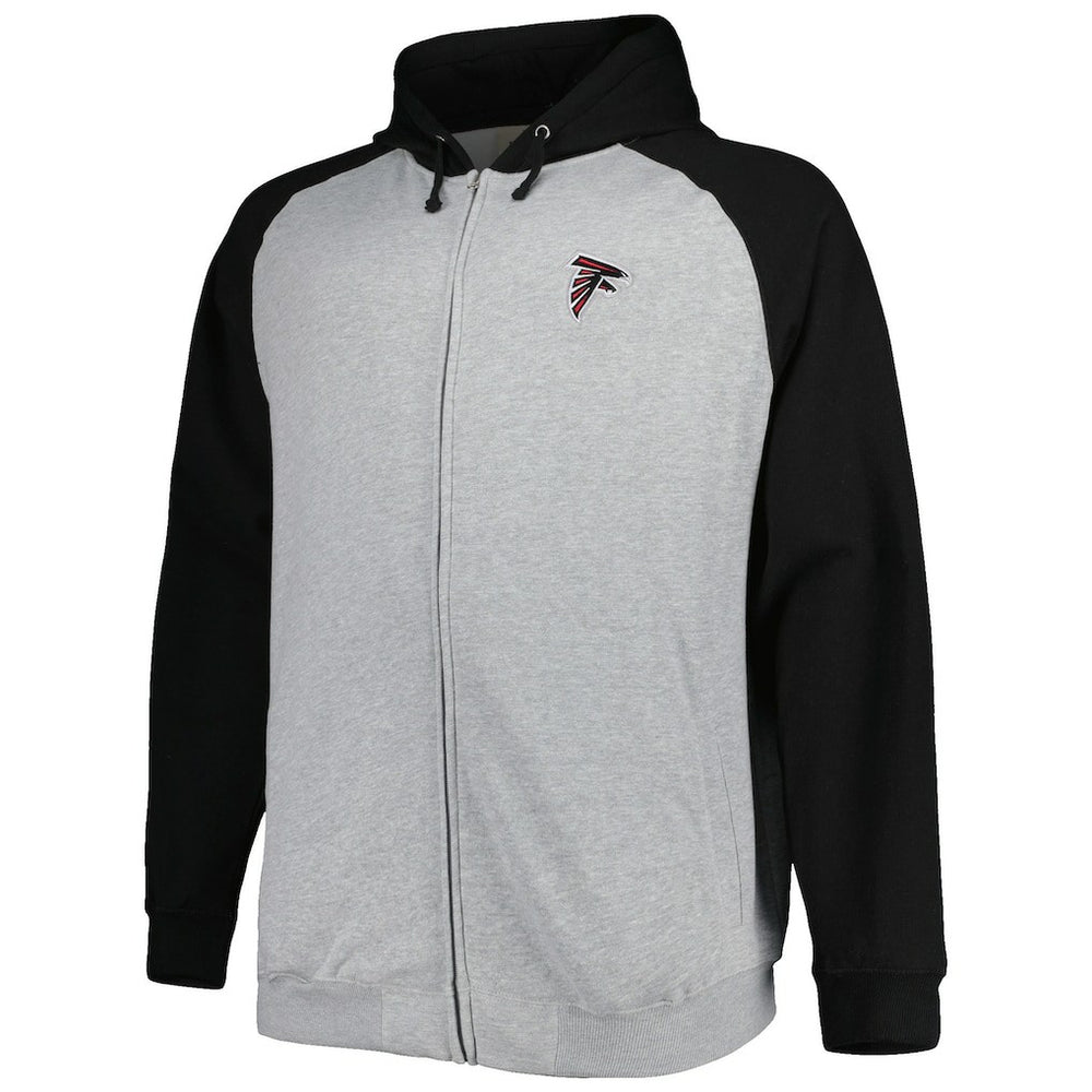 Atlanta Falcons Big & Tall Fleece Raglan Full-Zip Hoodie Jacket Heather Gray
