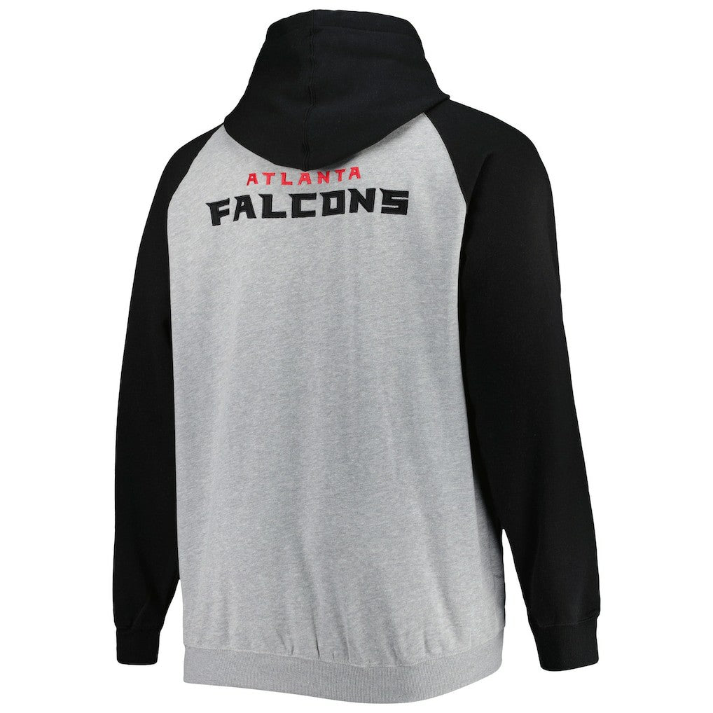 Atlanta Falcons Big & Tall Fleece Raglan Full-Zip Hoodie Jacket Heather Gray