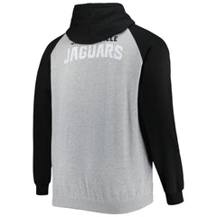 Jacksonville Jaguars Big & Tall Fleece Raglan Full-Zip Hoodie Jacket Heather Gray