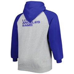 Los Angeles Rams Big & Tall Fleece Raglan Full-Zip Hoodie Jacket Heather Gray