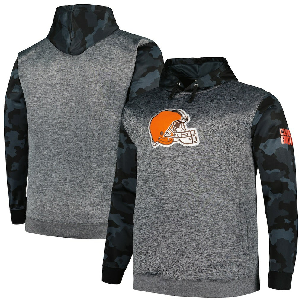 Cleveland Browns Big & Tall Camo Pullover Hoodie Heather Charcoal