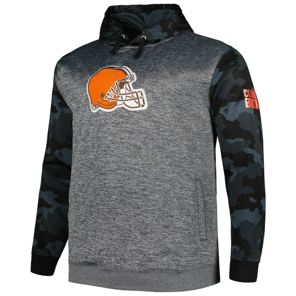 Cleveland Browns Big & Tall Camo Pullover Hoodie Heather Charcoal