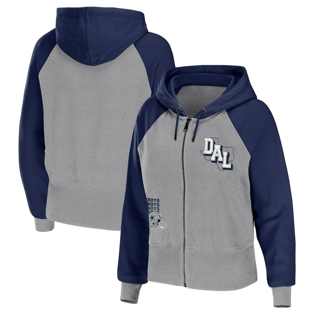 Dallas Cowboys WEAR by Erin Andrews Women's Colorblock Lightweight Full-Zip Hoodie Silver