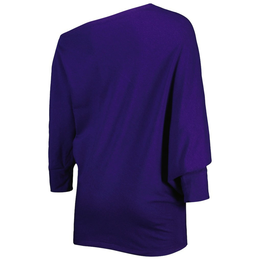 Baltimore Ravens KIYA TOMLIN Women's Twisted Tri-Blend Asymmetrical 3/4-Dolman Sleeve Sweatshirt Purple