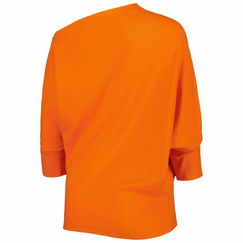 Cincinnati Bengals KIYA TOMLIN Women's Twisted Tri-Blend Asymmetrical 3/4-Dolman Sleeve Sweatshirt Orange