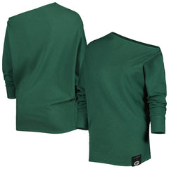 Green Bay Packers KIYA TOMLIN Women's Twisted Tri-Blend Asymmetrical 3/4-Dolman Sleeve Sweatshirt Green